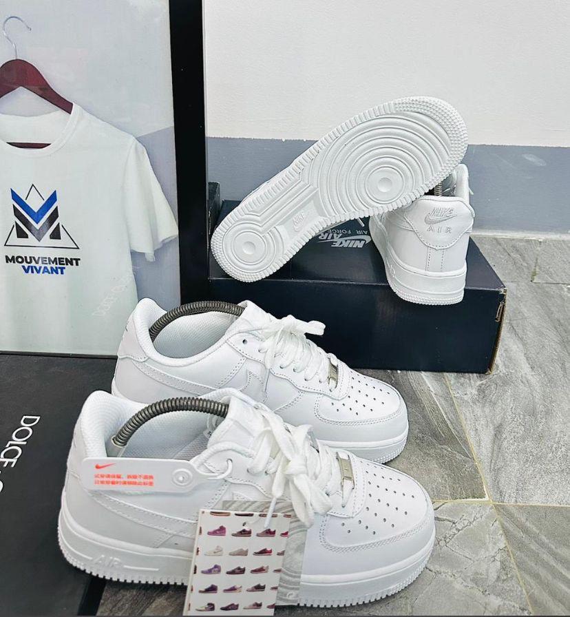 White Nike Air Force 1 Sneakers on Display